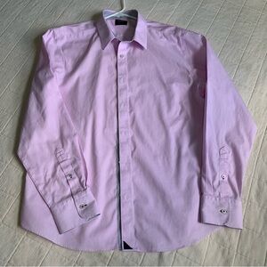 UNTUCKit Mens Pink Striped Slim Fit Wrinkle Free Button Down Dress Shirt Size XL